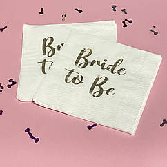 Серветки на дівич-вечір Bride to Be, золото, 5 шт