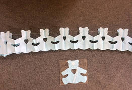 Паперова гірлянда-розтяжка Ведмедики Тедді 3,5 метра ніжно-блакитна