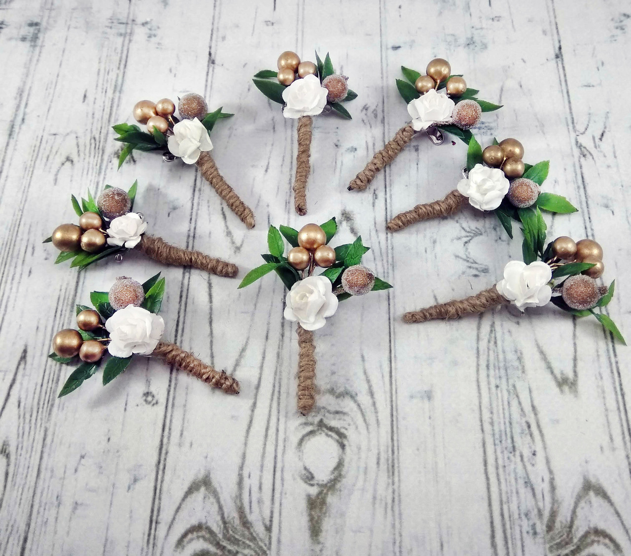 Браслети та бутоньєрки для гостей у стилі рустик, фото 1