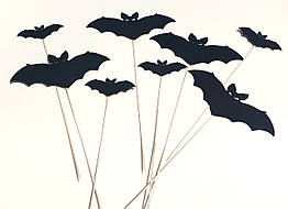 Набір топперів  паперових " Кажани" на Хелловін, 8 шт