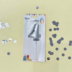 Свічка в торт 4 срібло