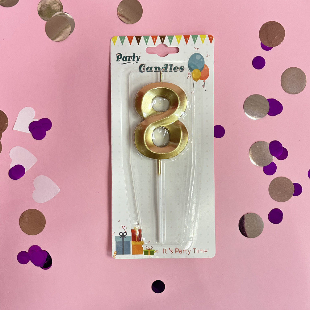 Свічка в торт 8 золото, фото 1