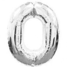 Надувна фольгована цифра "0" срібло 76 см, фото 1