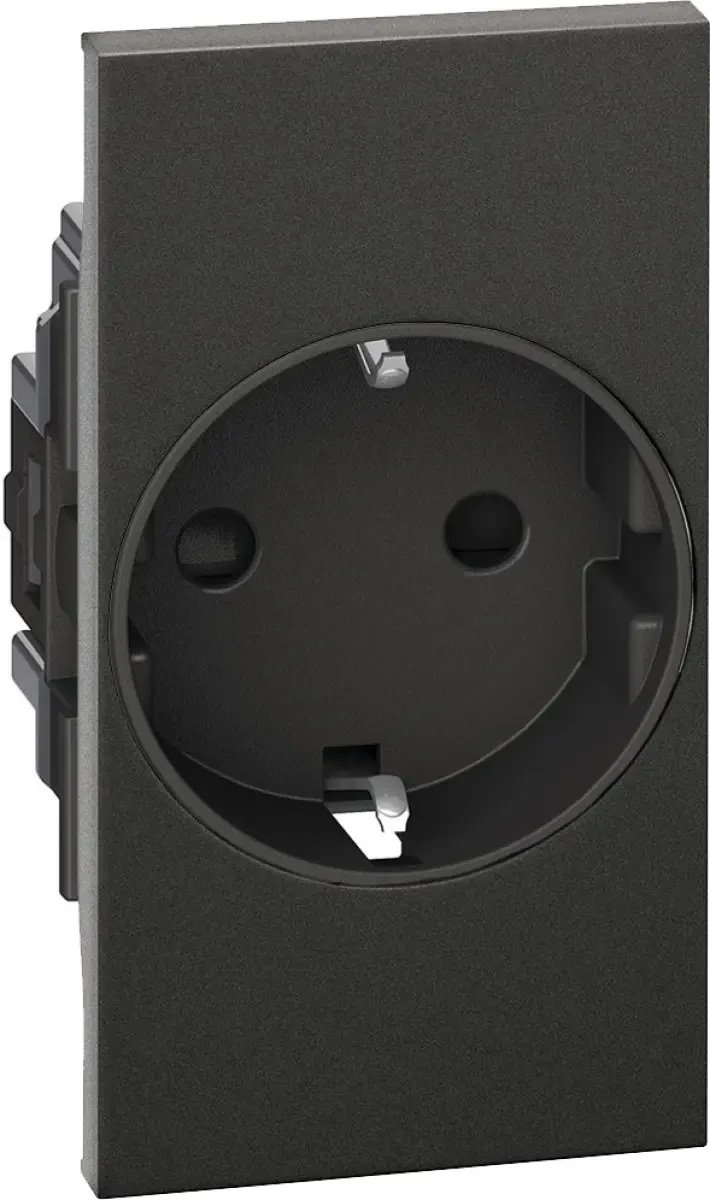 LIVING NOW Розетка німецького стандарту 2К+З 16А гвинтові клеми 2 модуля. Колір Чорний.
