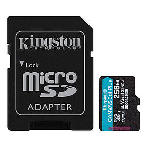 Карта пам`яті MicroSDXC 256GB UHS-I/U3 Class 10 Kingston Canvas Go! Plus R200/W160MB/s + SD-адаптер