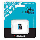 Карта пам`яті MicroSDXC  64GB UHS-I/U3 Class 10 Kingston Canvas Go! Plus R200/W200MB/s (SDCG4/64GBSP), фото 4