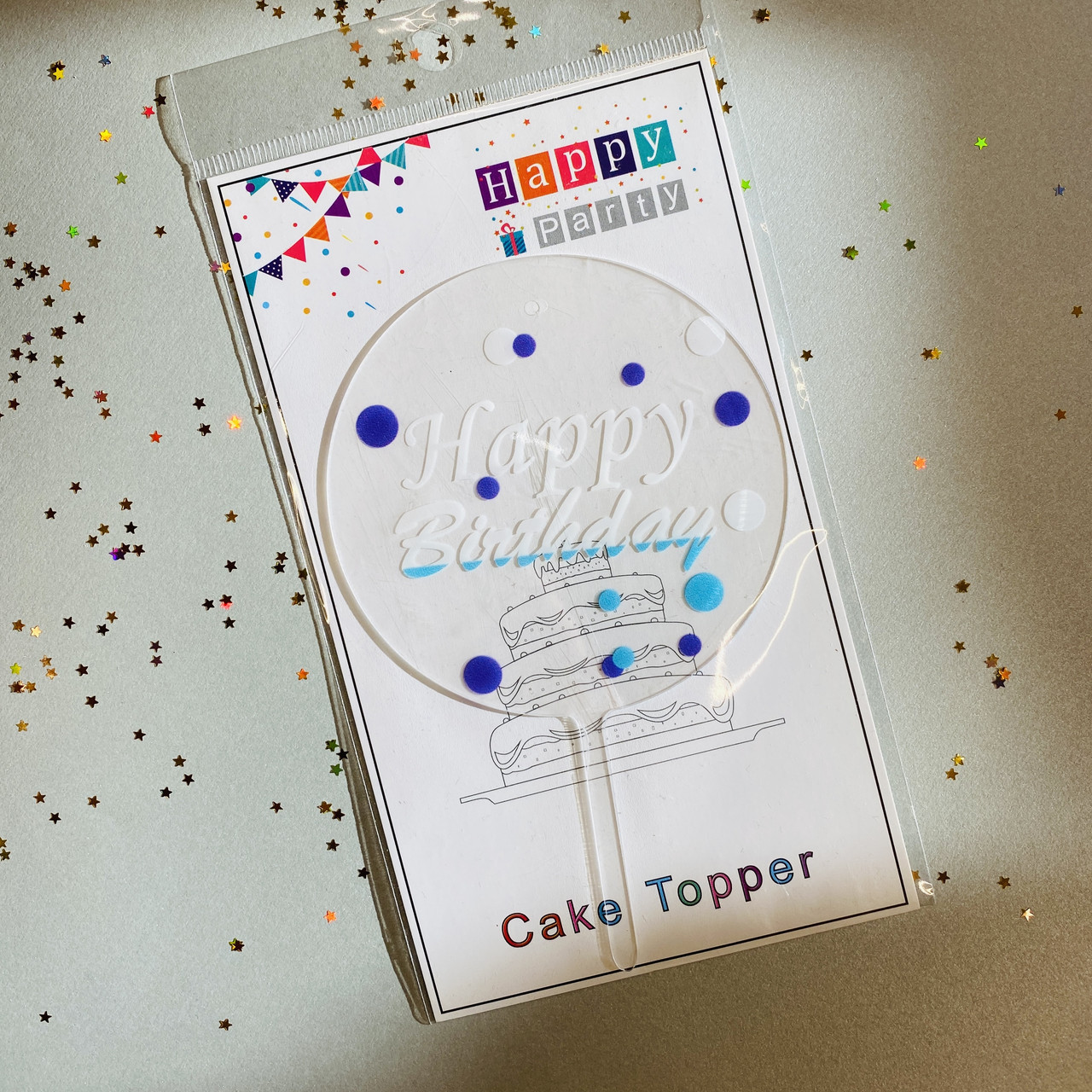Топер пластиковий Happy Birthday, фото 1