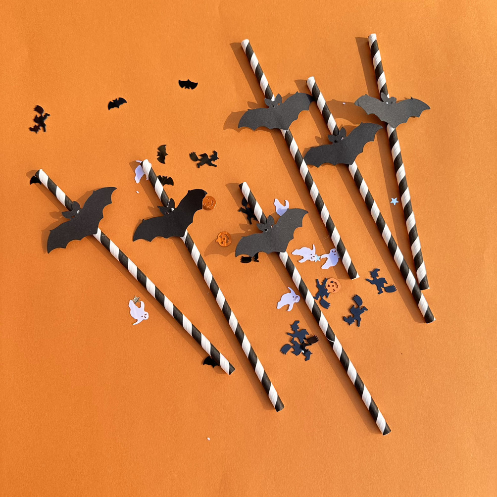 Трубочки паперові на Хелловін "Кажани", 6 шт, фото 1