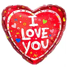 Фольгована кулька серце "I Love you і різнокольорові сердечка", Flexmetal 18"(45 см)