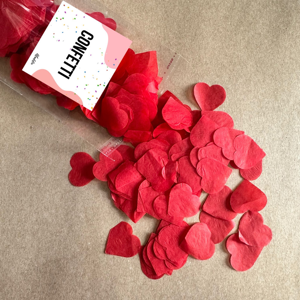 Конфеті з тиш'ю серця для паковання 10 г, фото 1