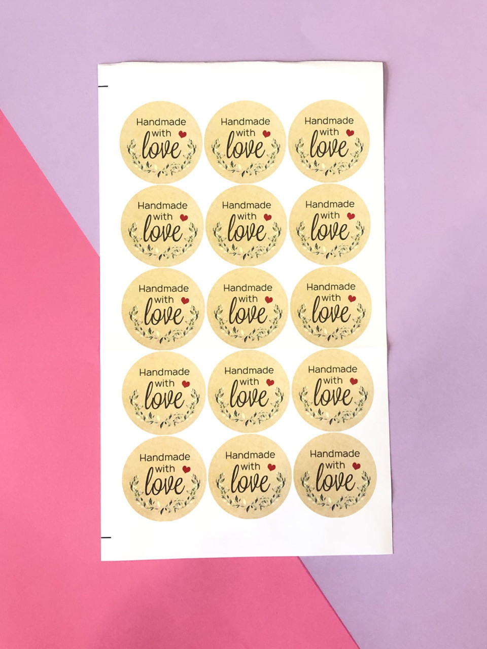 Наклейки круглі Hand made with love, фото 1