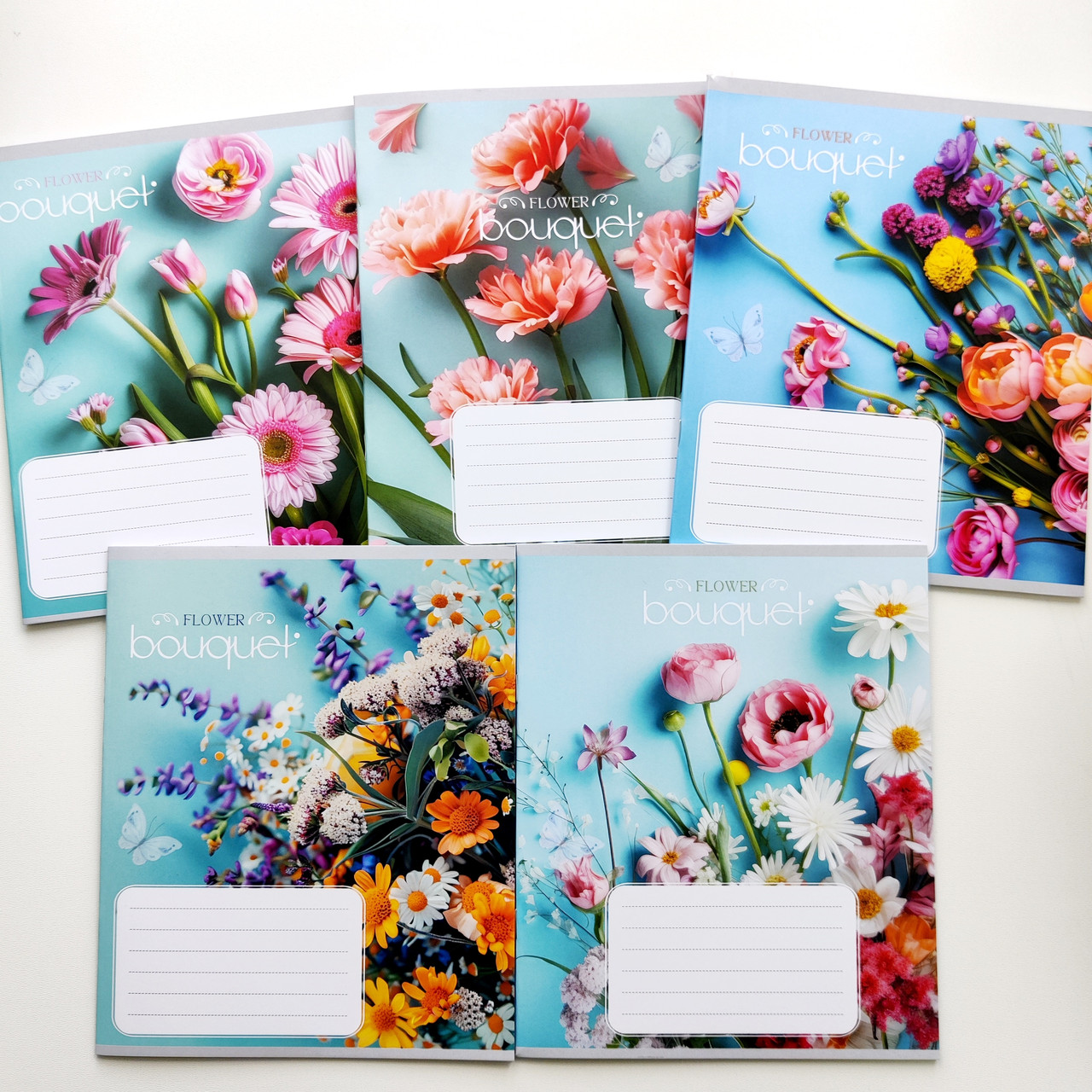 Зошит шкільний в клітинку 24 аркуша Лідер, Букет (5 видів), фото 1