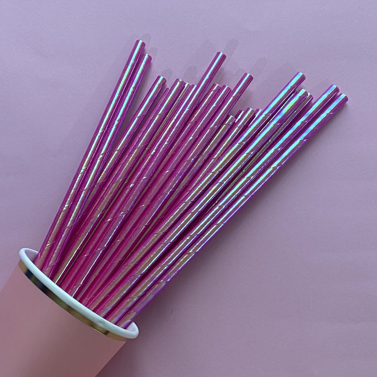 Паперові трубочки для напоїв спіраль 25 штукрожеві з перламутром, фото 1
