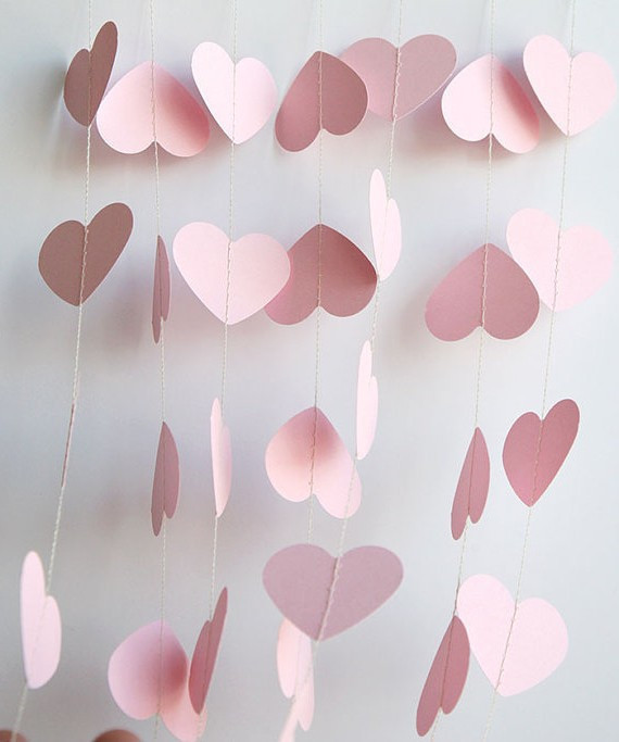 Гірлянда із сердечок 2 метри, ніжно рожева, фото 1