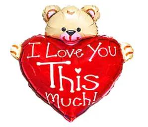Фольгована кулька Flexmetal "Серце з ведмедиком", (95 х 95 см), фото 1