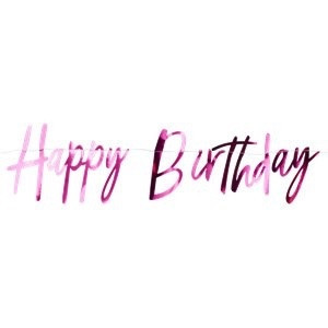 Гірлянда Happy birthday малинова
