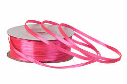 Стрічка атласна 3 мм 90 метрів яскраво-рожевий