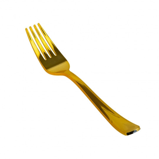 Набір одноразових вилок, 10 шт., золотий, 19 см, фото 1