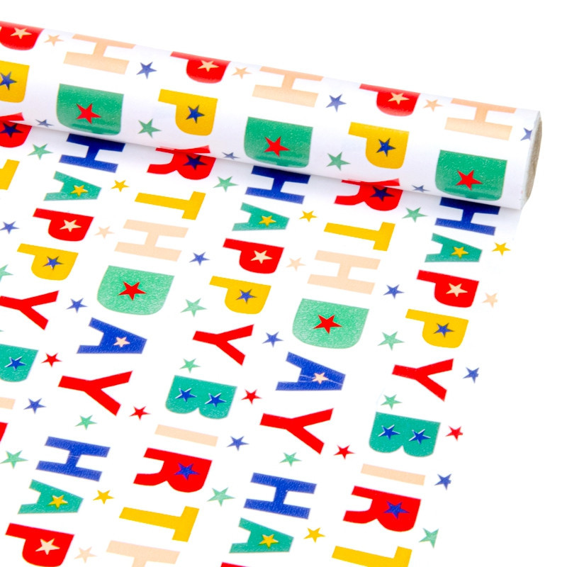 Папір крейдований 70 см х 7 м Happy Birthday, фото 1