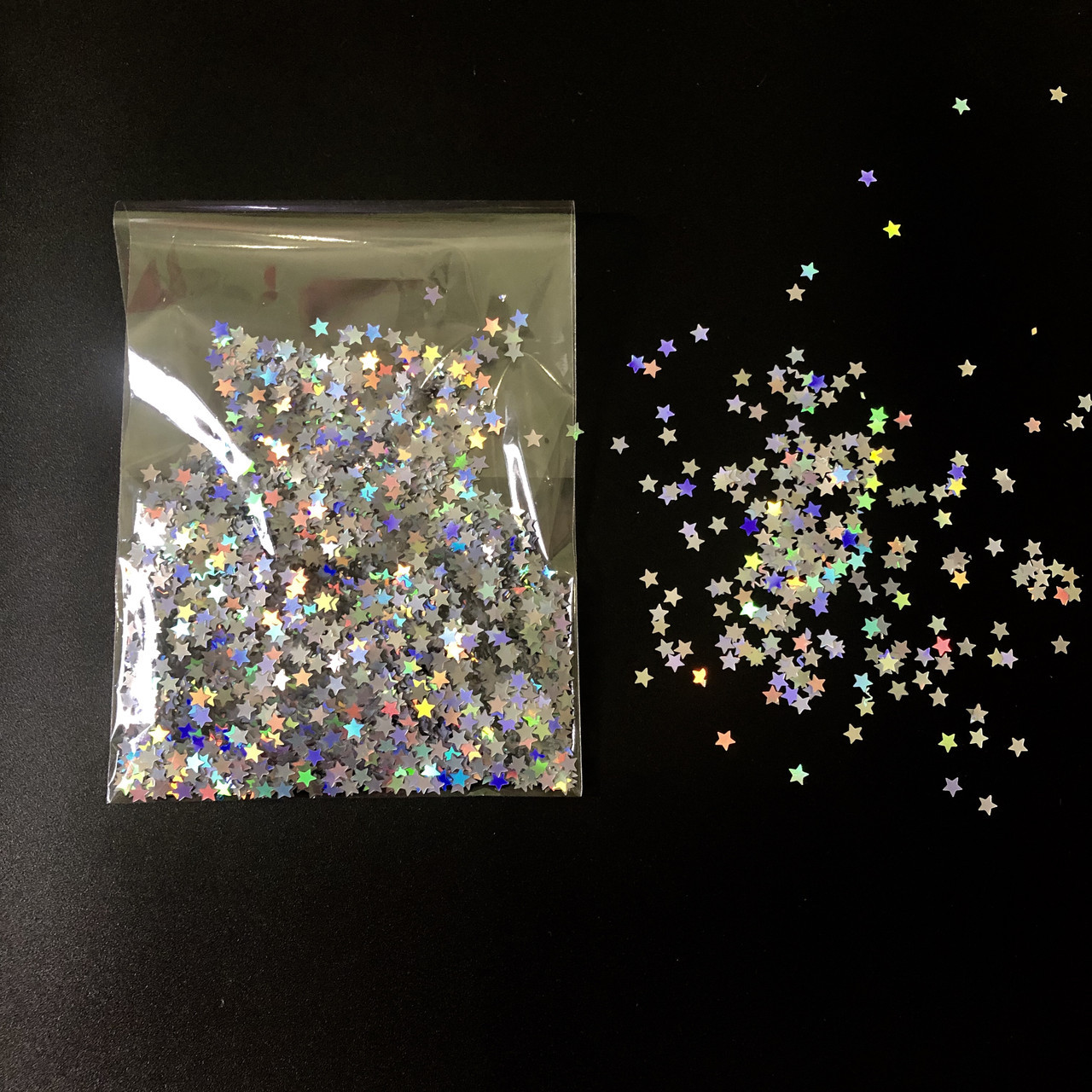 Конфетті зірочки пластик хамелеон 3 мм, фото 1