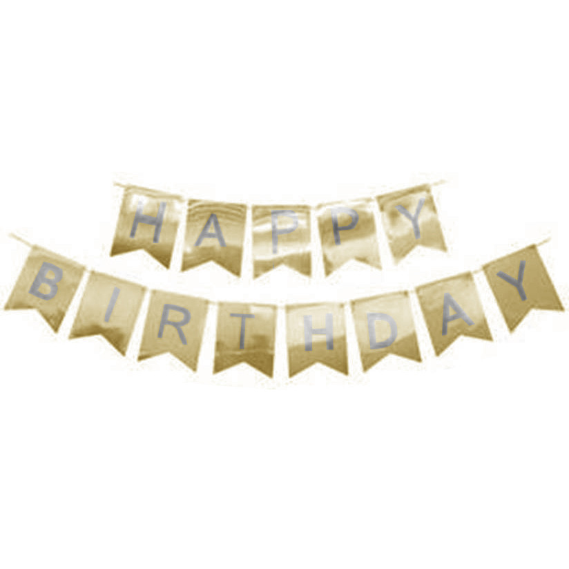 Гірлянда-розтяжка із прапорців Happy birthday, золото