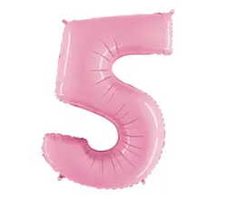 Надувна фольгована цифра "5" ніжно-рожева 102 см