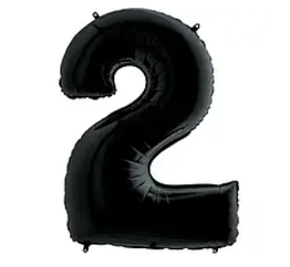 Надувна фольгована цифра "2" 40" (102 см) фольга ЧОРНА