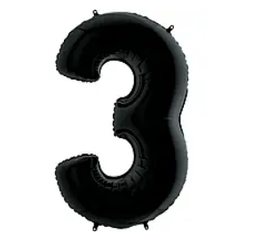 Надувна фольгована цифра "3" 40" (102 см) фольга ЧОРНА