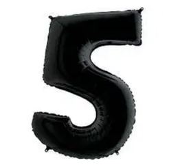 Надувна фольгована цифра "5" 40" (102 см) фольга ЧОРНА