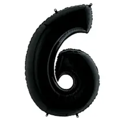 Надувна фольгована цифра "6" 40" (102 см) фольга ЧОРНА