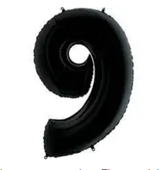 Надувна фольгована цифра "9" 40" (102 см) фольга ЧОРНА