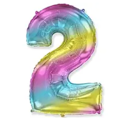 Надувна фольгована цифра Райдуга "2" 40" (102 см)