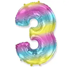 Надувна фольгована цифра Райдуга "3" 40" (102 см)