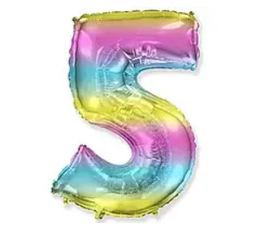 Надувна фольгована цифра Райдуга "5" 40" (102 см)