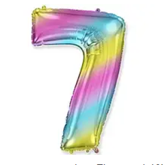 Надувна фольгована цифра Райдуга "7" 40" (102 см)