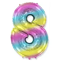 Надувна фольгована цифра Райдуга "8" 40" (102 см)
