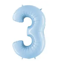 Надувна фольгована цифра "3" ніжно-блакитна 102 см