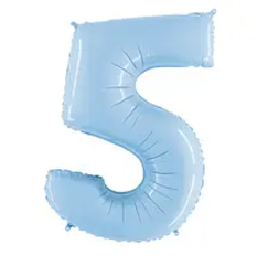Надувна фольгована цифра "5" ніжно-блакитна 102 см