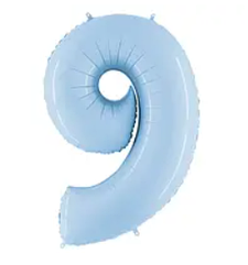 Надувна фольгована цифра "9" ніжно-блакитна 102 см