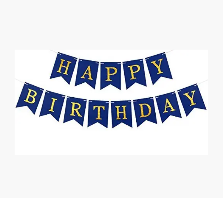 Гірлянда-розтяжка прапорці Happy Birthday синя