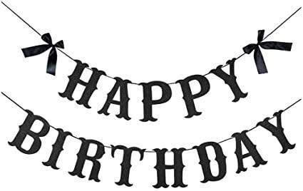 Гірлянда-розтяжка прапорці Happy Birthday чорна