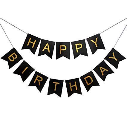 Гірлянда-розтяжка Прапорці Happy Birthday, чорна