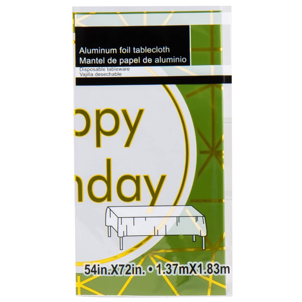 Скатертина поліетиленова салатова Happy Birthday 100х200 см, фото 1
