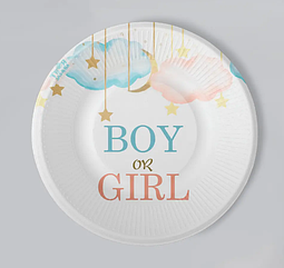 Паперові тарілки "BOY OR GIRL" БІЛІ 5 ШТ, 18 см
