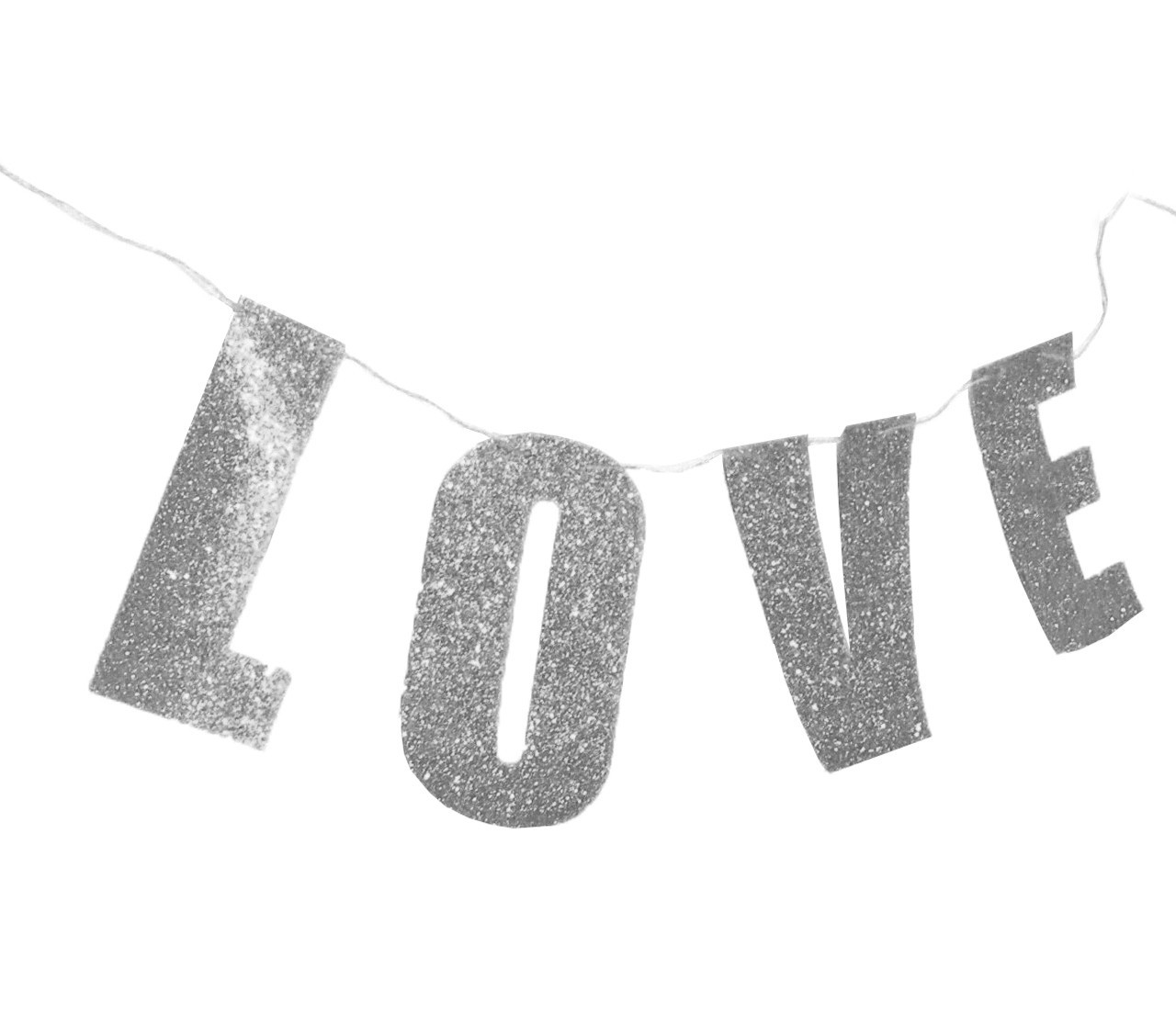 Гірлянда-розтяжка LOVE срібло, фото 1