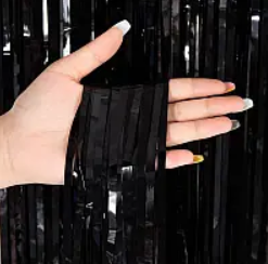 Шторка-завіса з фольги для фотозони "Пастель чорна", 2 х 1 м, фото 1