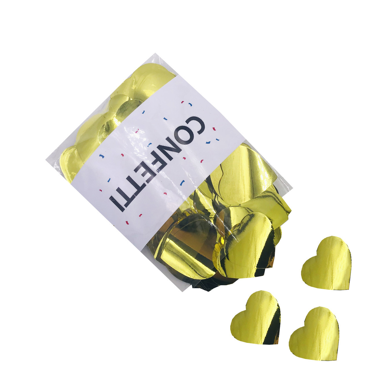 Конфетті "Сердечка" золоті металік 35 мм, 50 г, фото 1