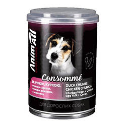 AnimAll (ЕнімАлл) - Вологий корм консоме з качкою, куркою, курячим серцем та курячим жовтком для собак 375 гр