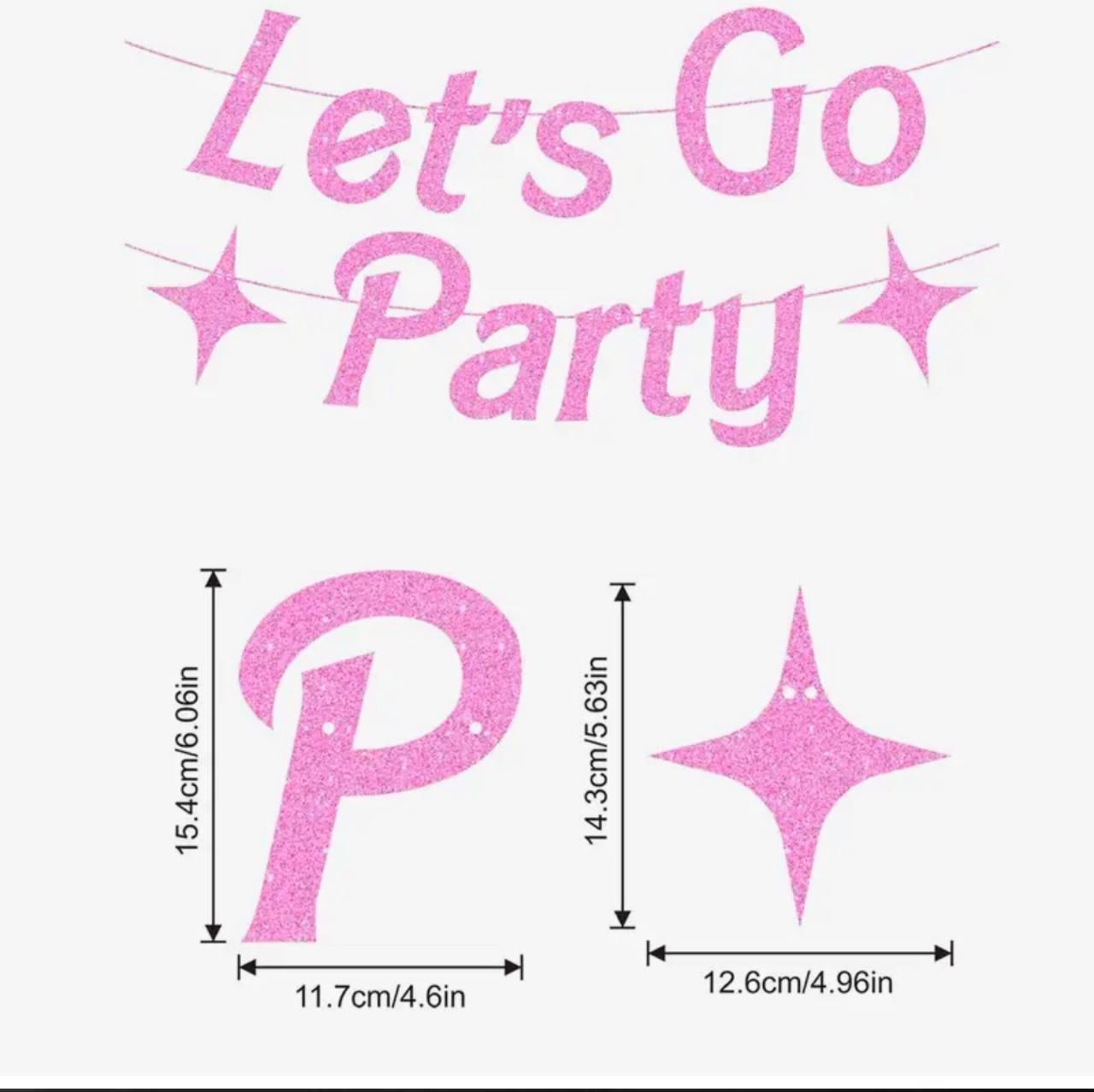 Гірлянда-розтяжка на дівич-вечір "Let`s Go Party" рожева