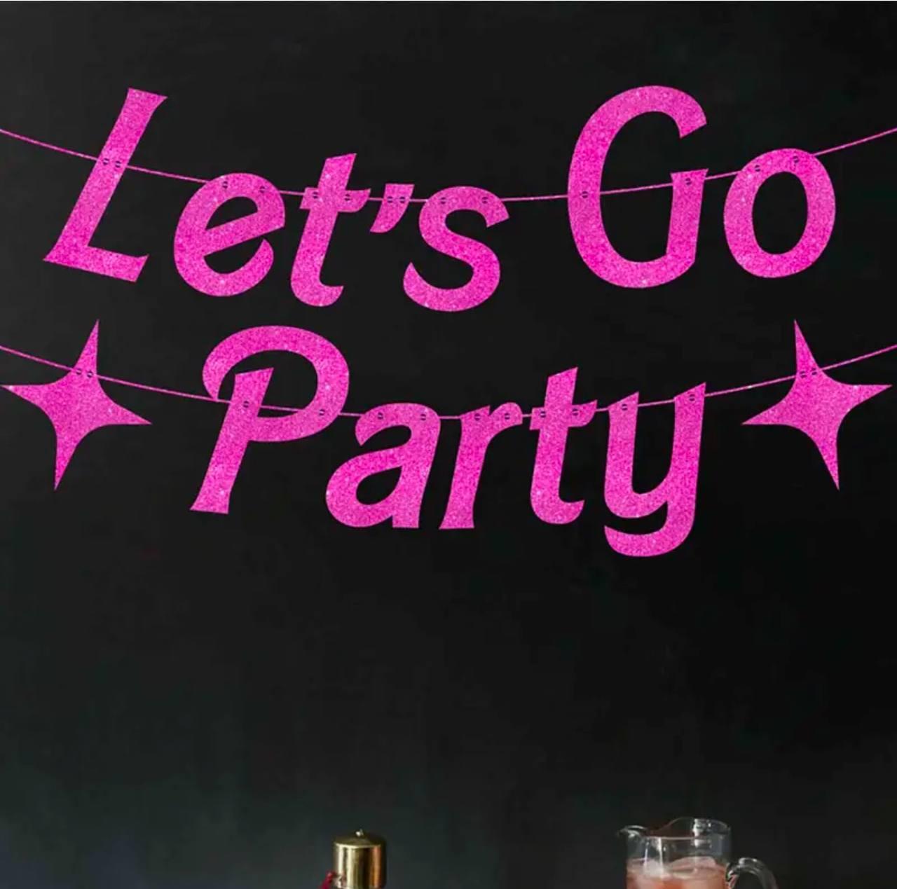 Гірлянда-розтяжка на дівич-вечір "Let`s Go Party" малинова